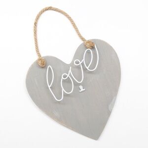 LOVE metal lettering gray wooden photo jute hanging home decor piece
